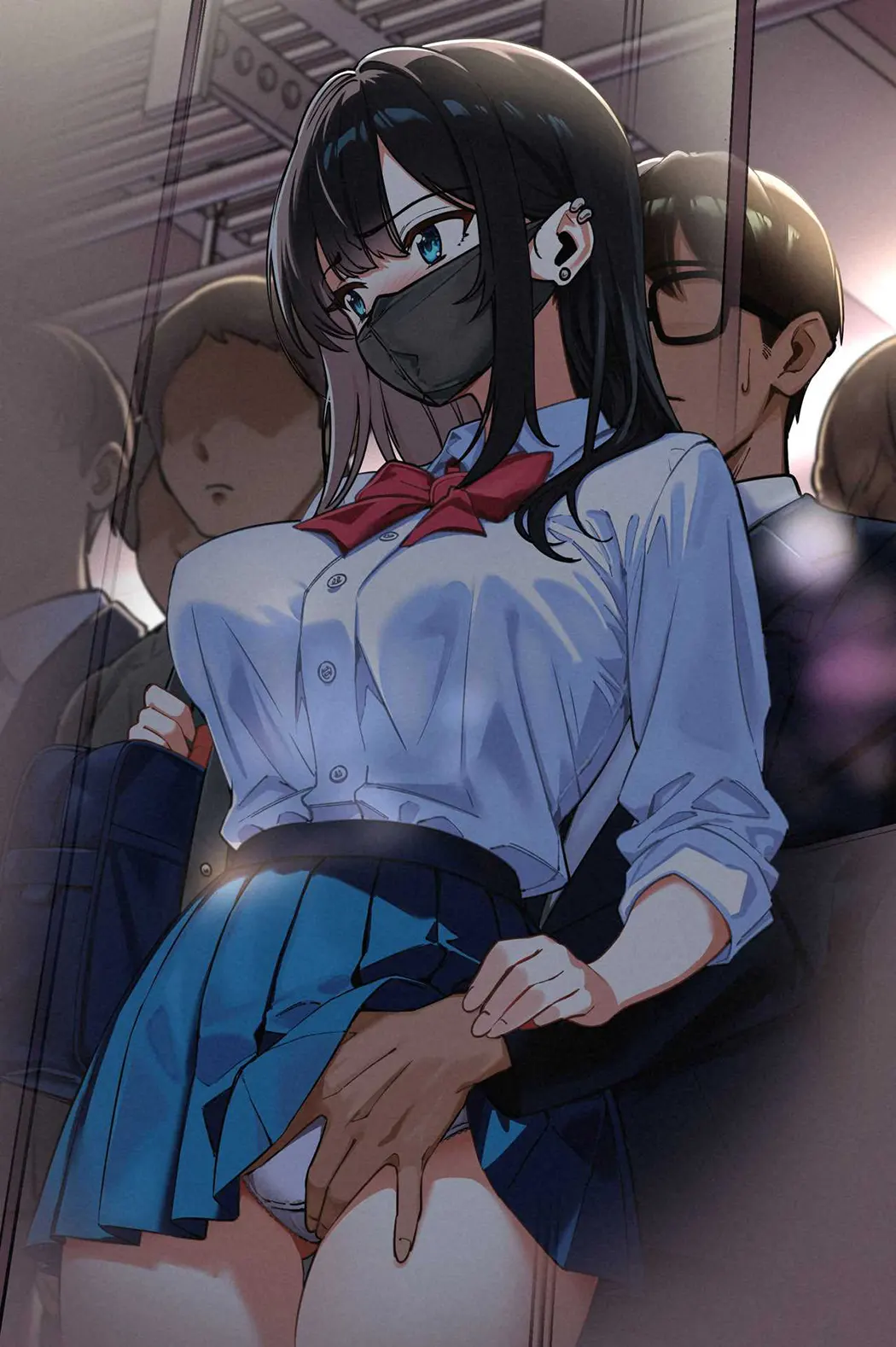 電車、女子〇生。